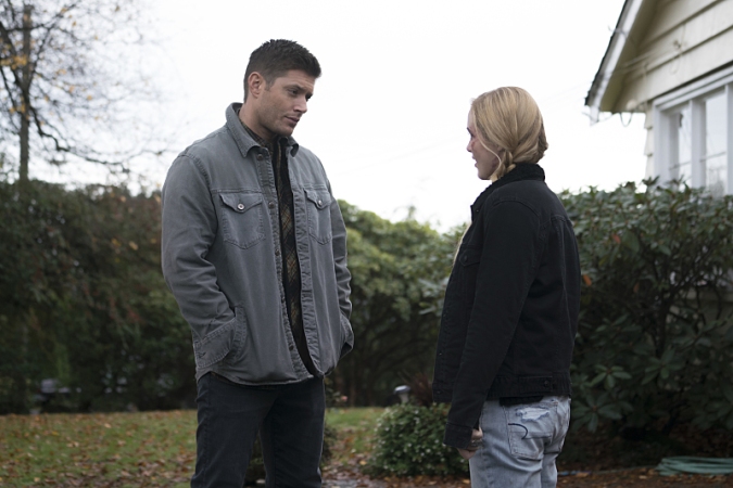 Supernatural -- "Don't You Forget About Me" -- Image SN1112A_0005.jpg -- Pictured (L-R): Jensen Ackles as Dean and Kathryn Love Newton as Claire Novak -- Photo: Katie Yu/The CW -- ÃÂ© 2016 The CW Network, LLC. All Rights Reserved.